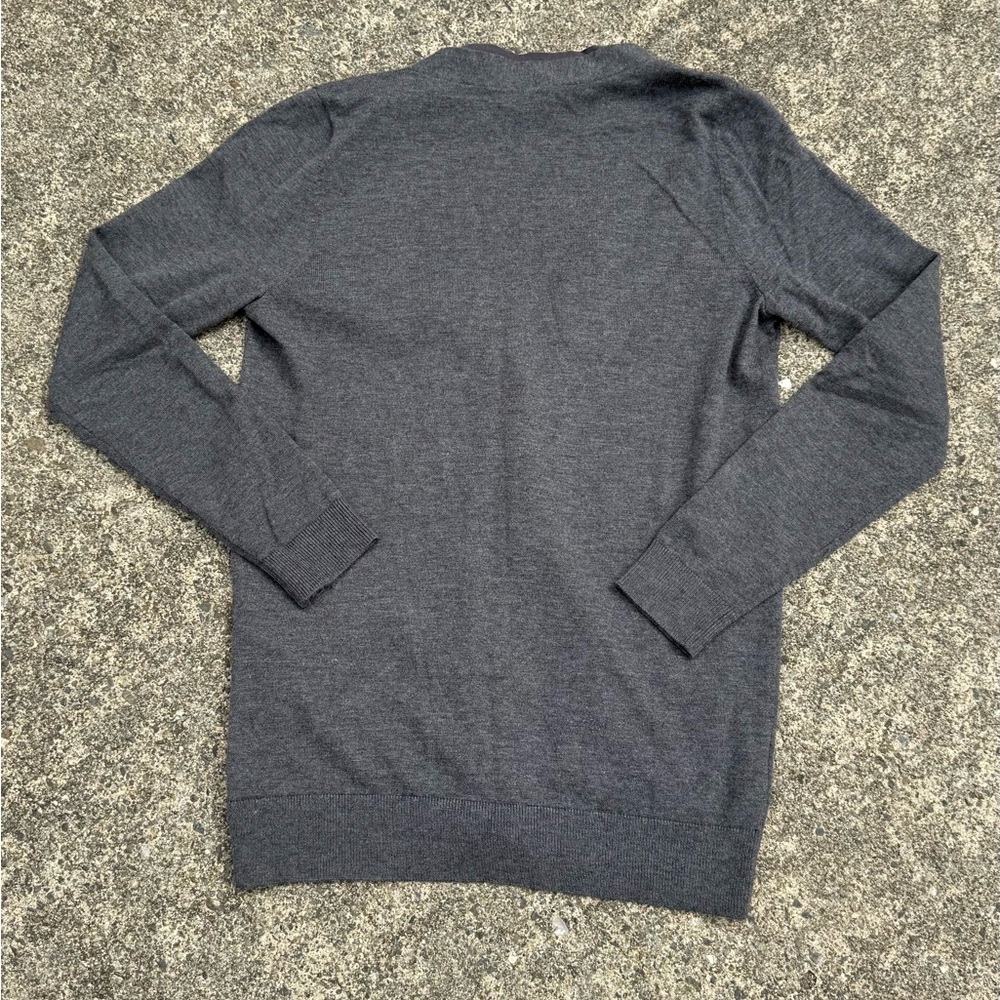 Ann Taylor Gray Open-Front Long Sleeve Cardigan Sweater with Pockets, Size S - Picture 2 of 10